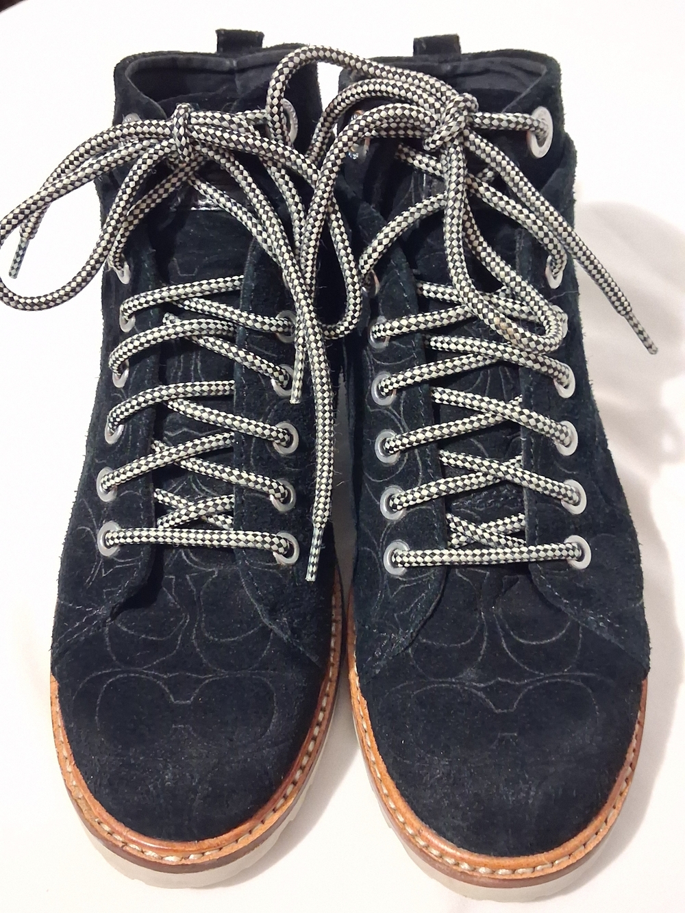 Coach Ester Embossed Black Suede Booties Womens Size 7.5 - Picture 3 of 9